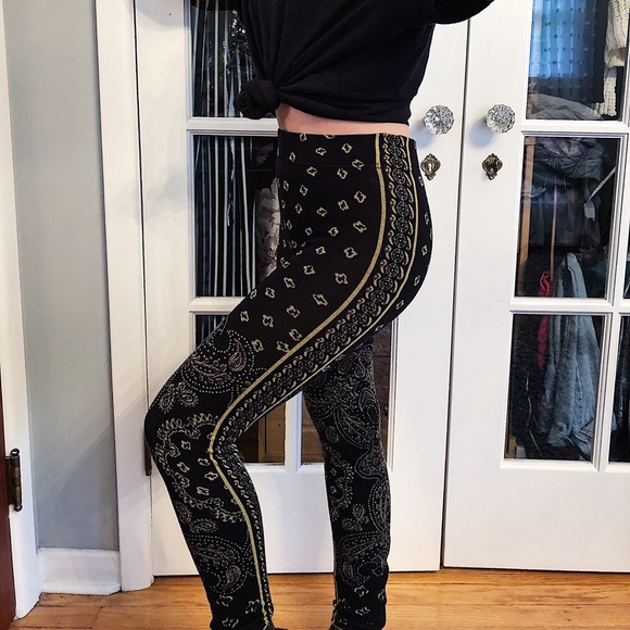 Free People Black and Gold leggings - Picture 4 of 5